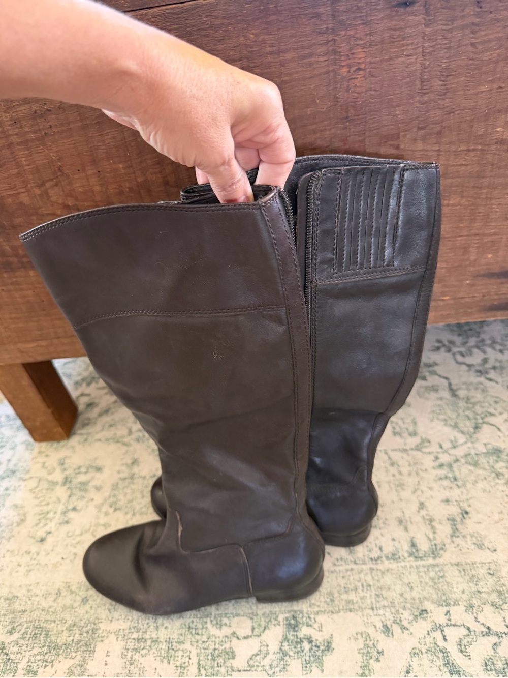 Arturo Chiang Dark Brown Tall Leather Riding Boots